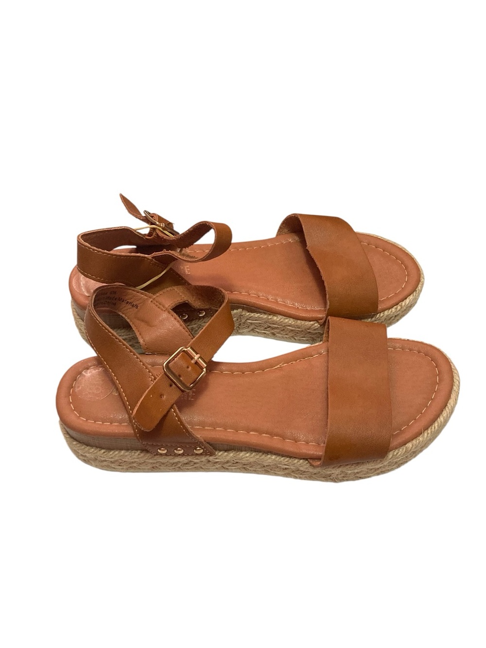 Women’s Tan Leather Espadrille Sandals with Ankle Strap